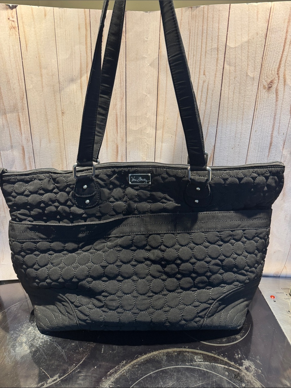 Vera Bradley Black Quilted Shoulder Tote